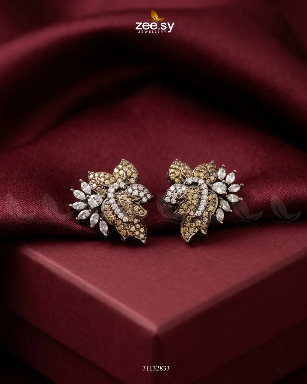 Antique Lotus Floral Cluster Earrings