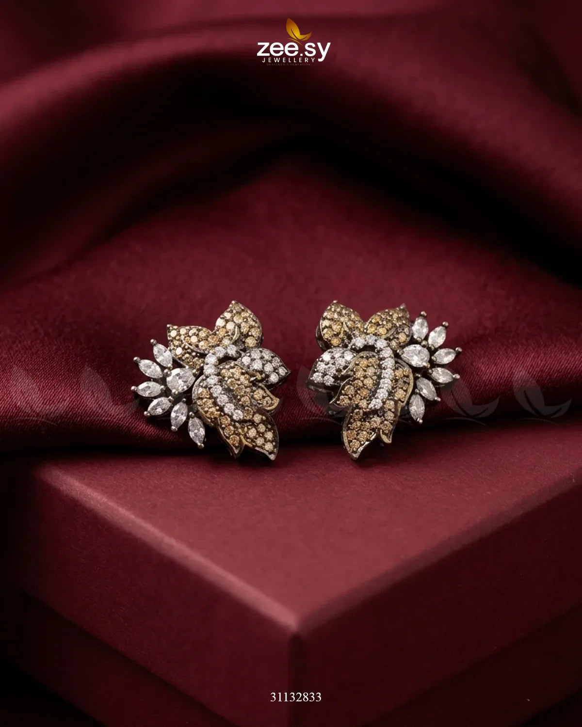 Antique Lotus Floral Cluster Earrings
