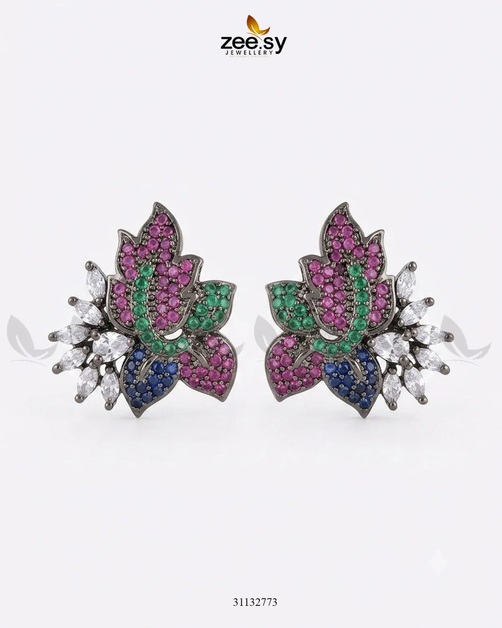 Antique Lotus Floral Cluster Earrings