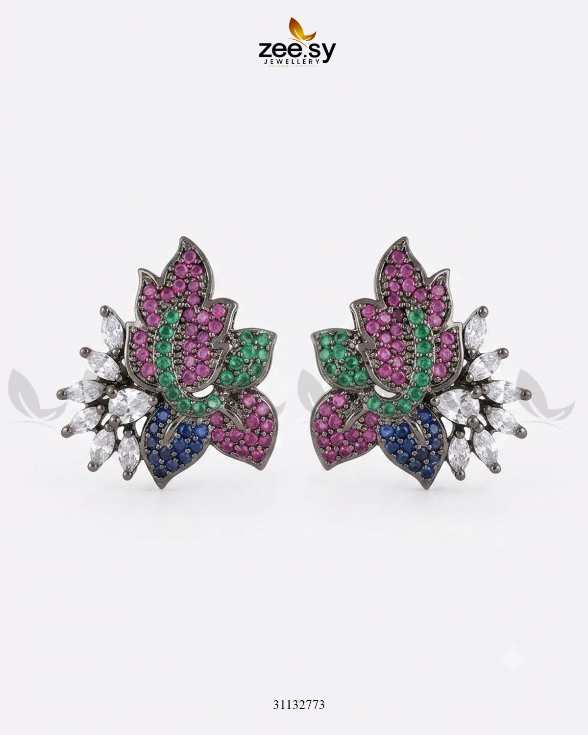 Antique Lotus Floral Cluster Earrings