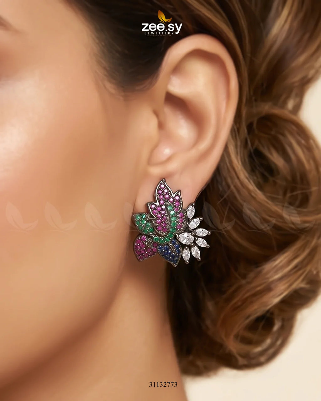 Antique Lotus Floral Cluster Earrings