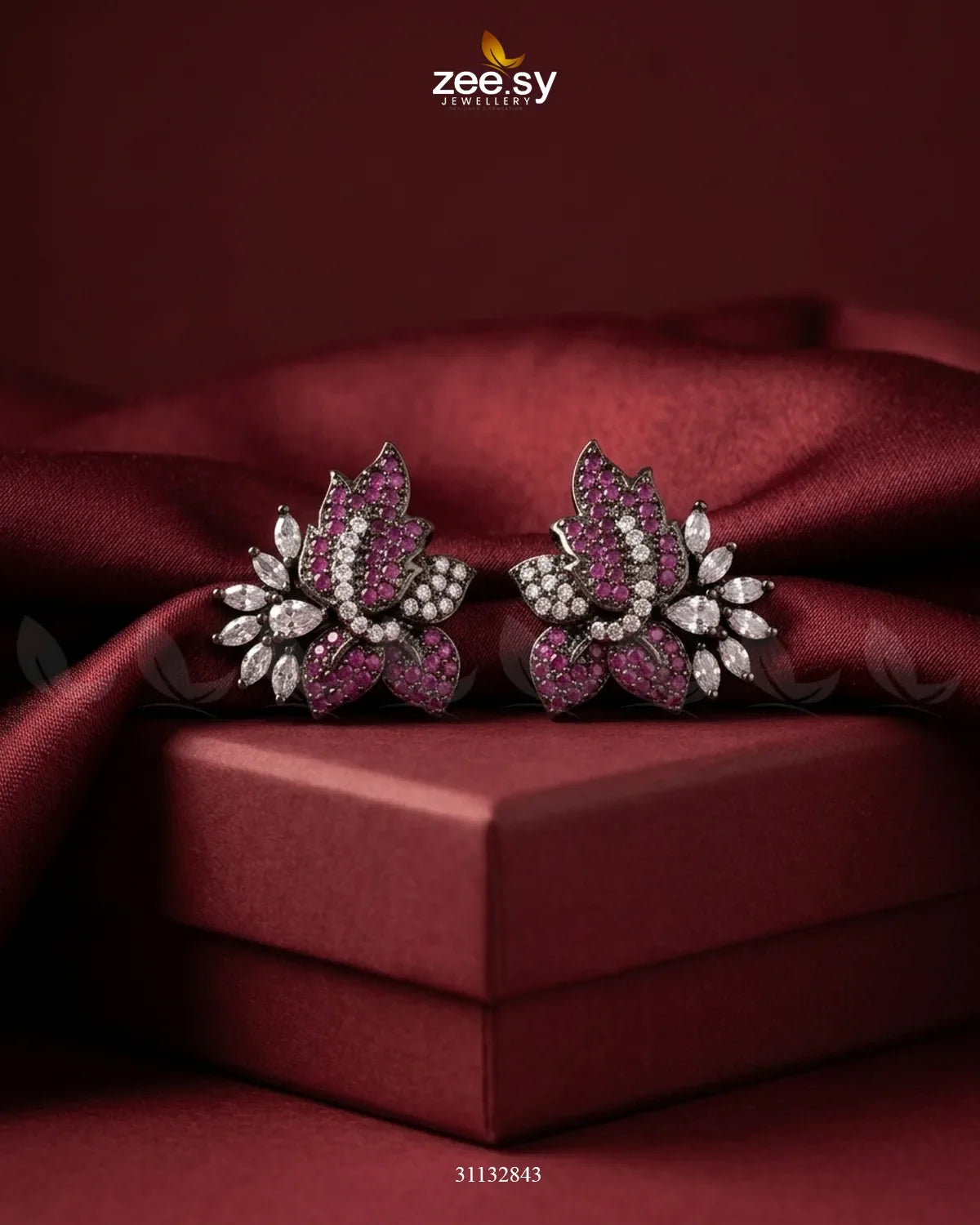 Antique Lotus Floral Cluster Earrings