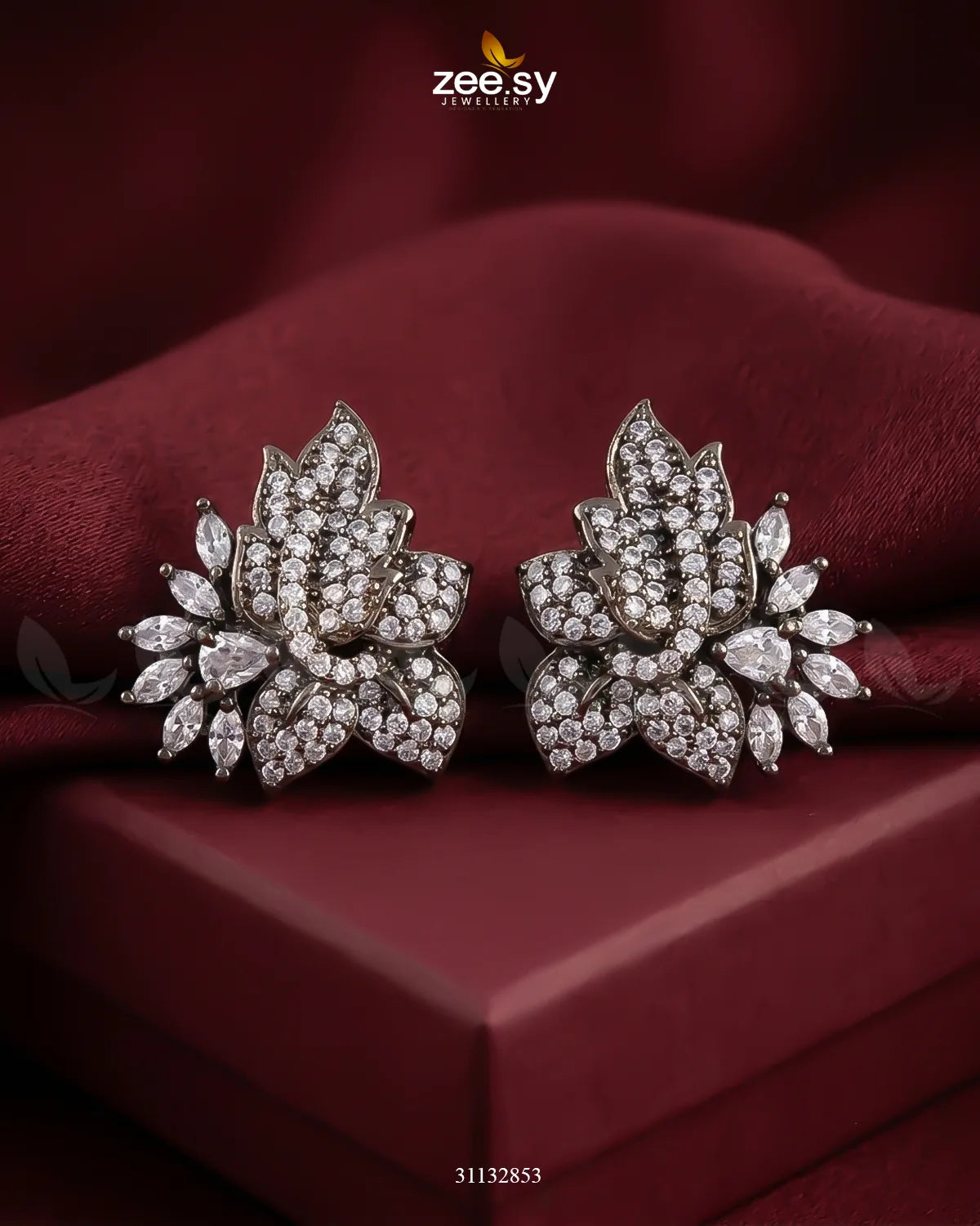 Antique Lotus Floral Cluster Earrings