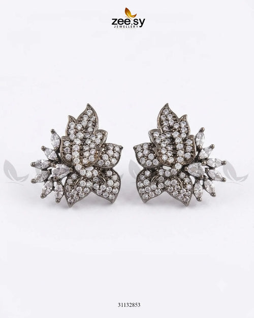 Antique Lotus Floral Cluster Earrings