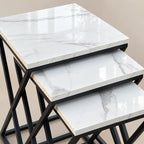 The Carrara Trio – White Marble-Look Nesting Tables (Set of 3)