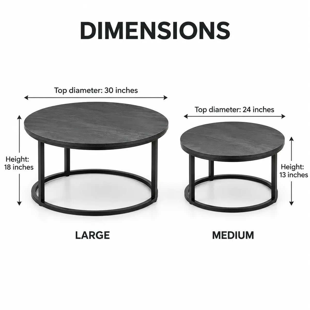 The Eclipse Duo – Matte Charcoal Nesting Coffee Tables (Set of 2)