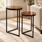 The Vertex Duo – Modern Wood & Metal Side Tables