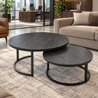 The Eclipse Duo – Matte Charcoal Nesting Coffee Tables (Set of 2)