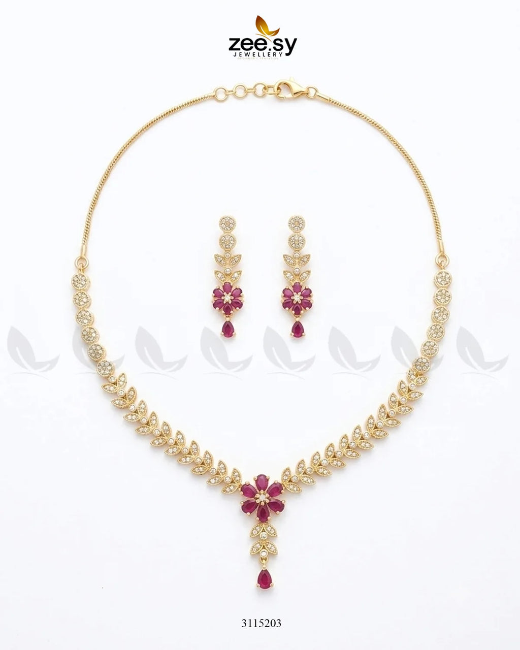 Rosavelle Leaf Zirconia Necklace Set