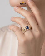 Golden Bloom Leaf Stone Ring