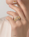 Golden Bloom Leaf Stone Ring