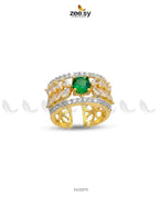 Golden Bloom Leaf Stone Ring