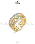 Golden Bloom Leaf Stone Ring