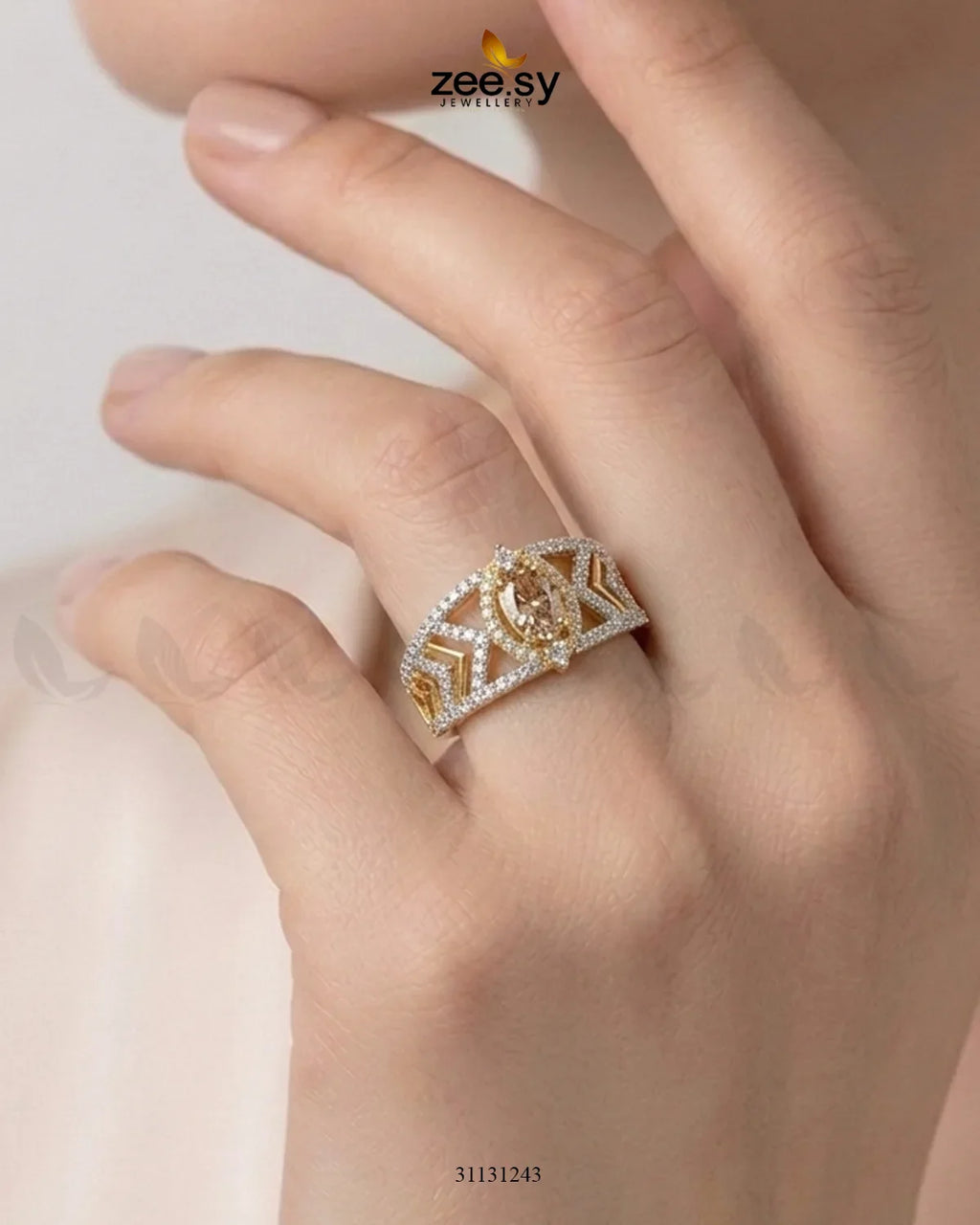 Golden Majestic Oval Stone Ring