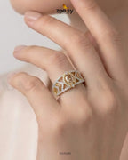 Golden Majestic Oval Stone Ring