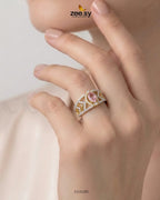 Golden Majestic Oval Stone Ring