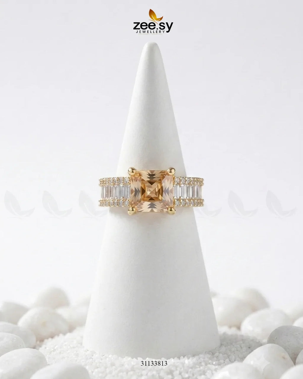 Golden Pretty Bold Stone Ring