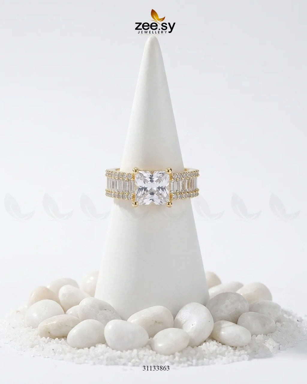 Golden Pretty Bold Stone Ring