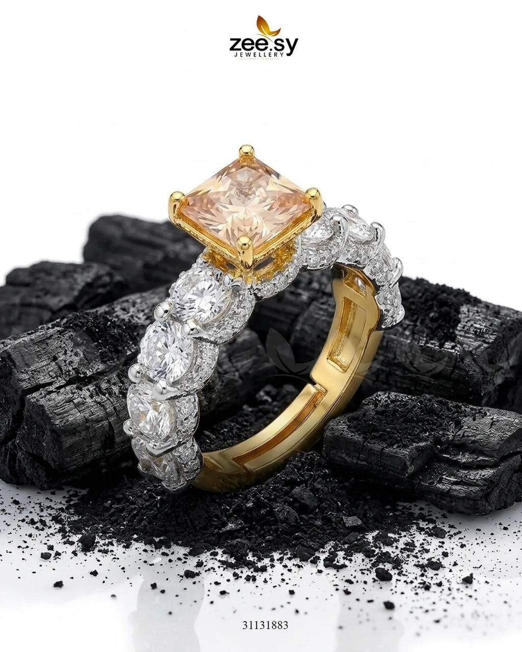 Golden Solitaire Center Stone Ring