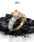 Golden Solitaire Center Stone Ring