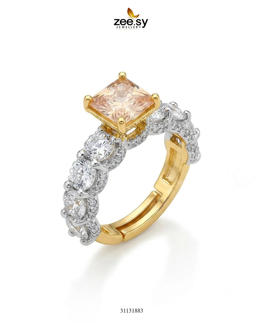 Golden Solitaire Center Stone Ring