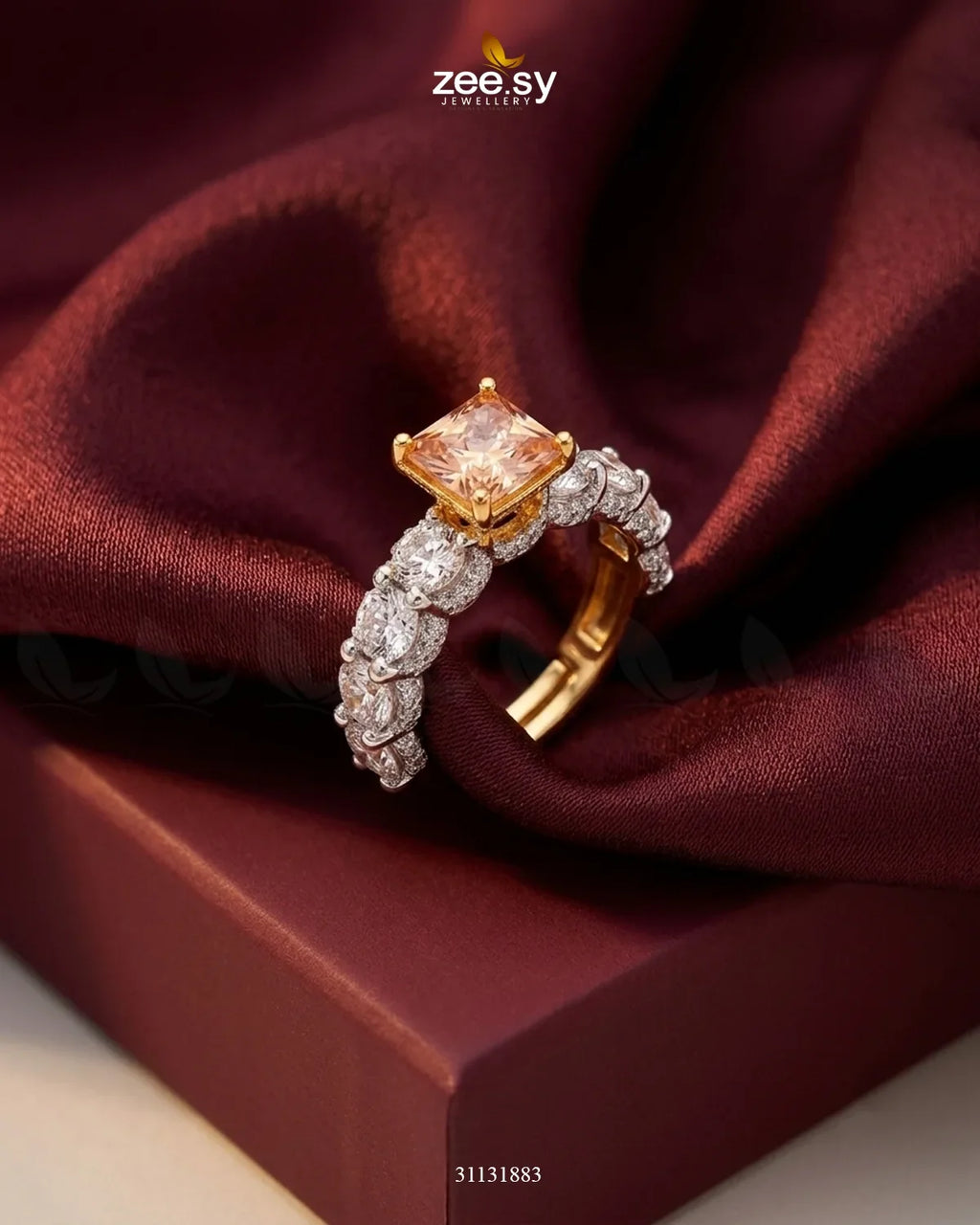 Golden Solitaire Center Stone Ring