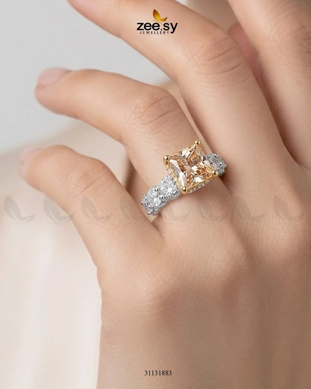 Golden Solitaire Center Stone Ring