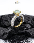 Golden Solitaire Center Stone Ring