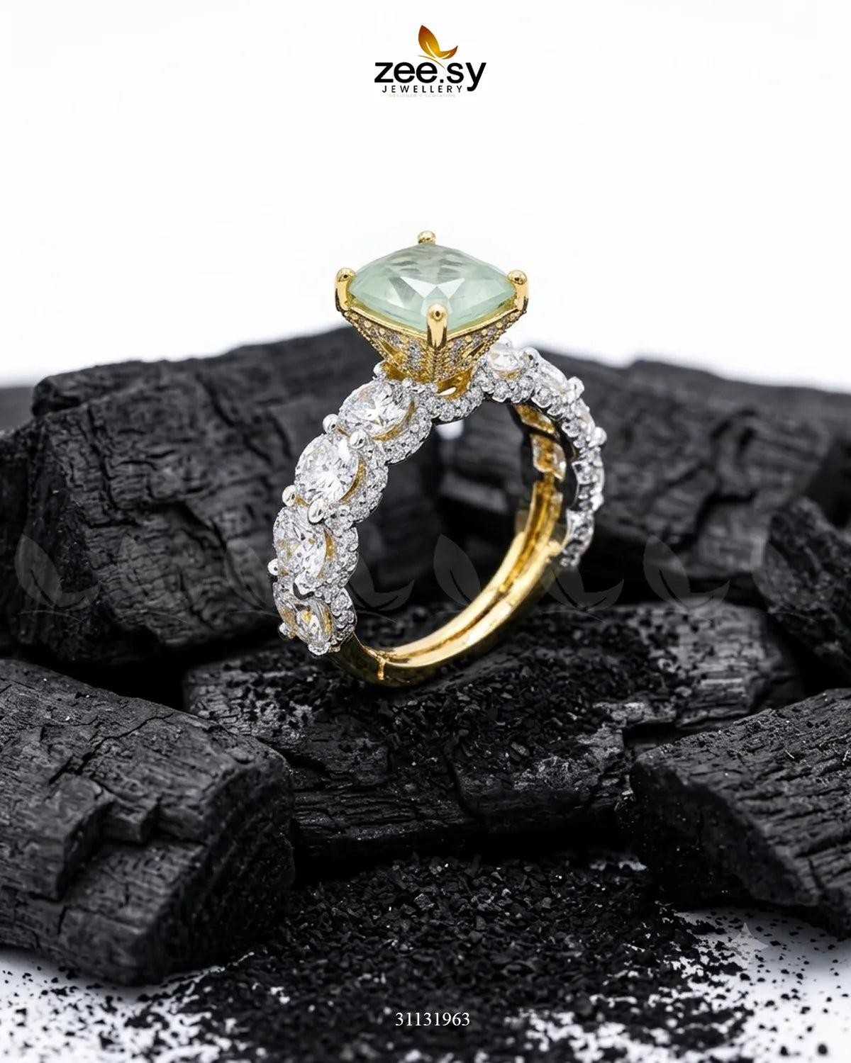 Golden Solitaire Center Stone Ring