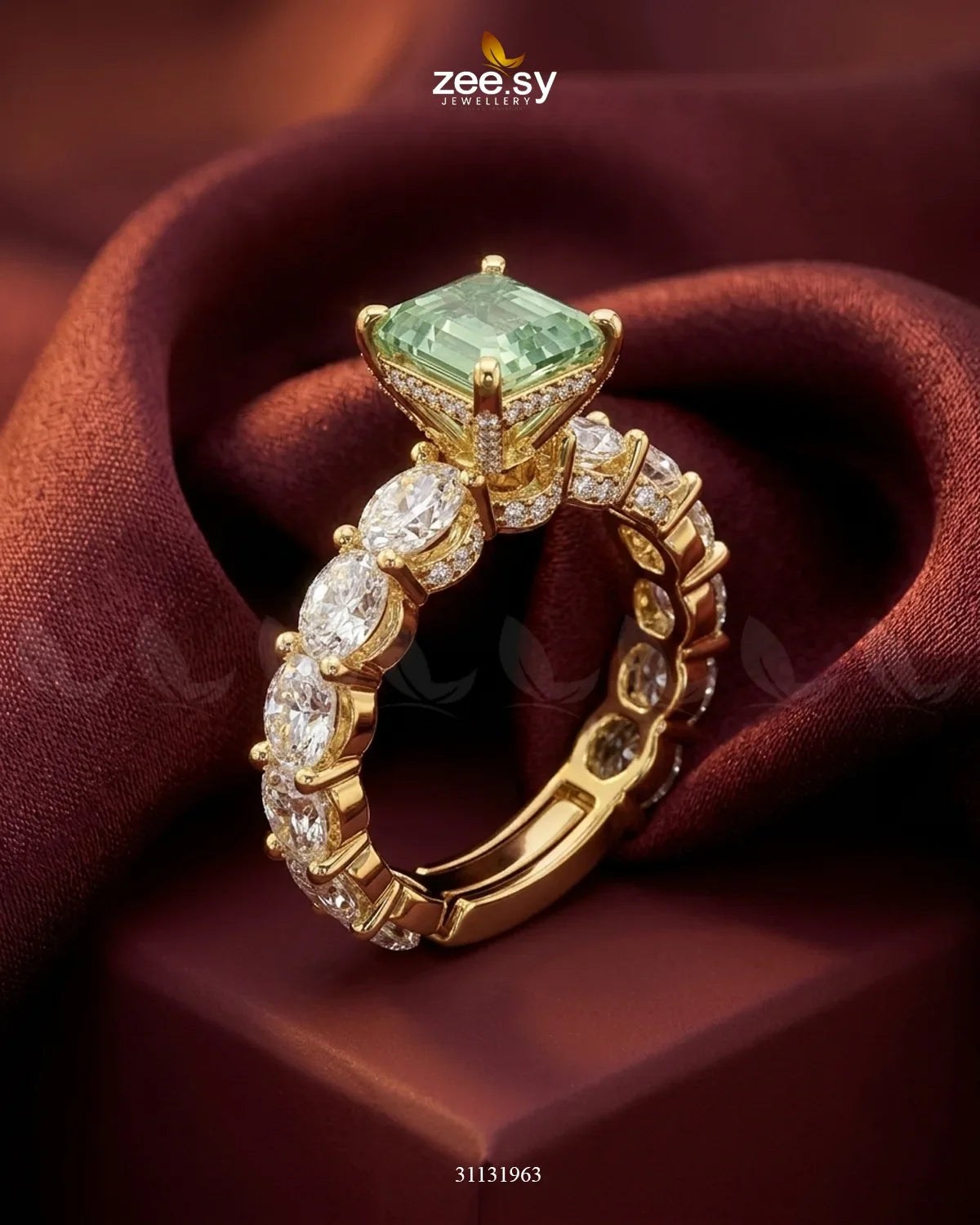 Golden Solitaire Center Stone Ring