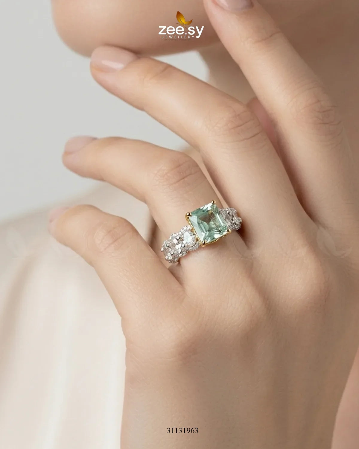 Golden Solitaire Center Stone Ring