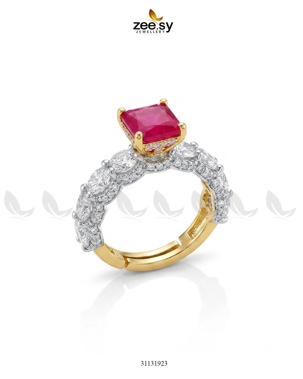 Golden Solitaire Center Stone Ring