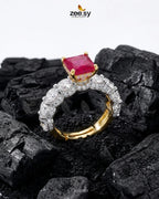 Golden Solitaire Center Stone Ring