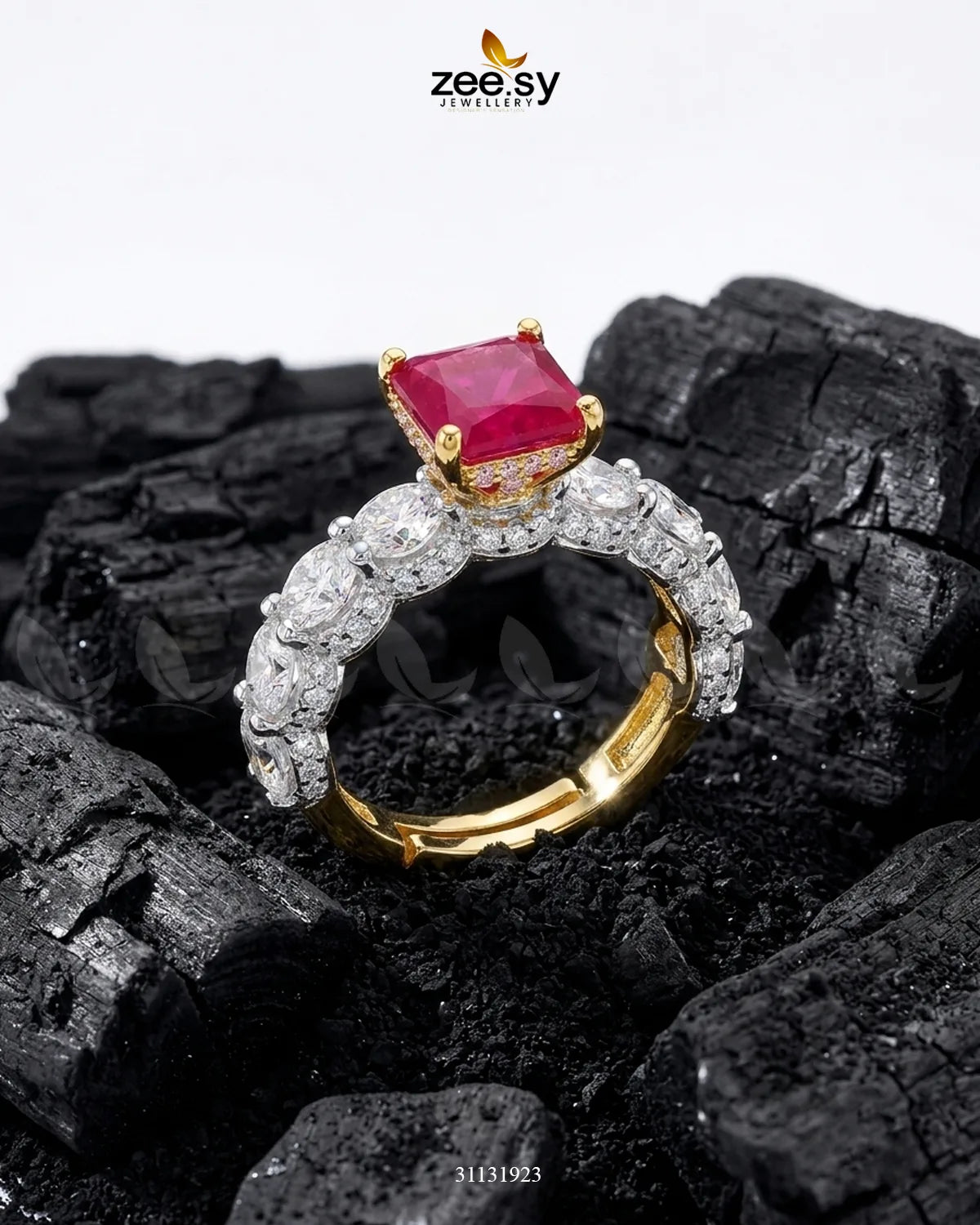 Golden Solitaire Center Stone Ring
