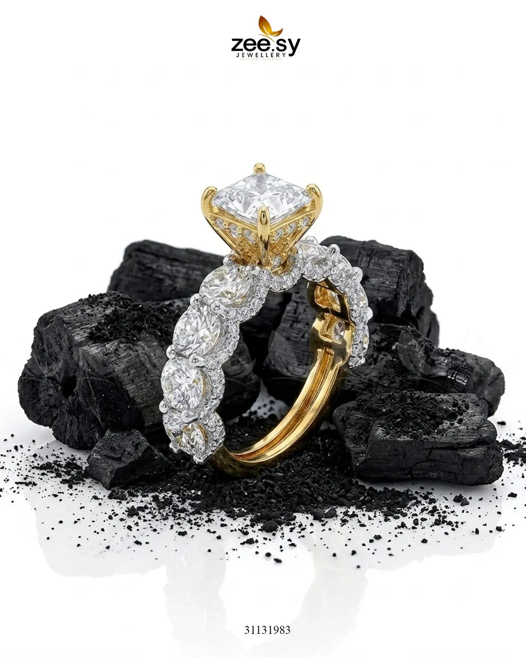 Golden Solitaire Center Stone Ring