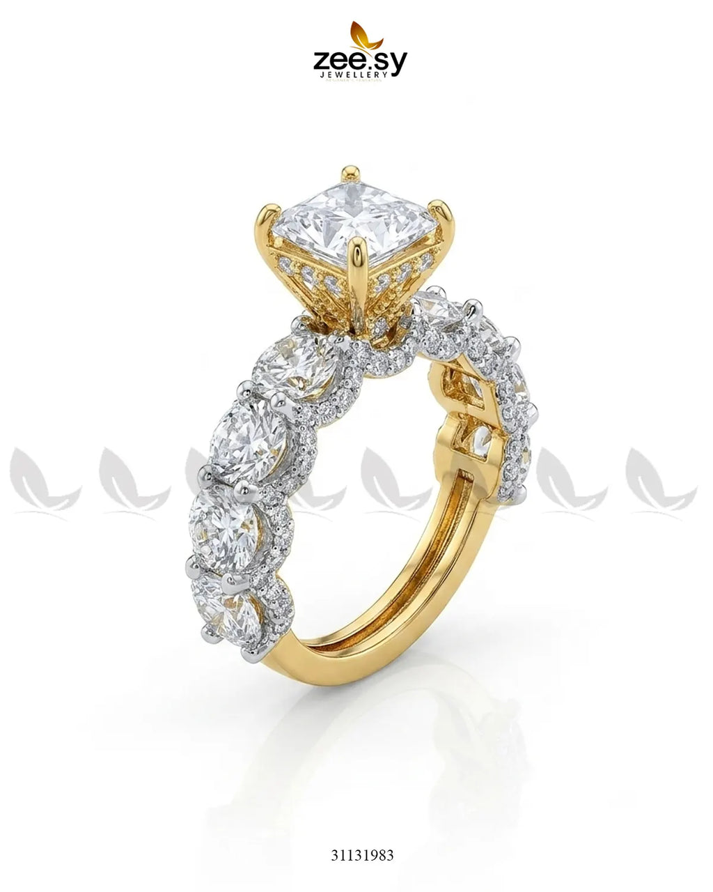 Golden Solitaire Center Stone Ring