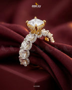 Golden Solitaire Center Stone Ring