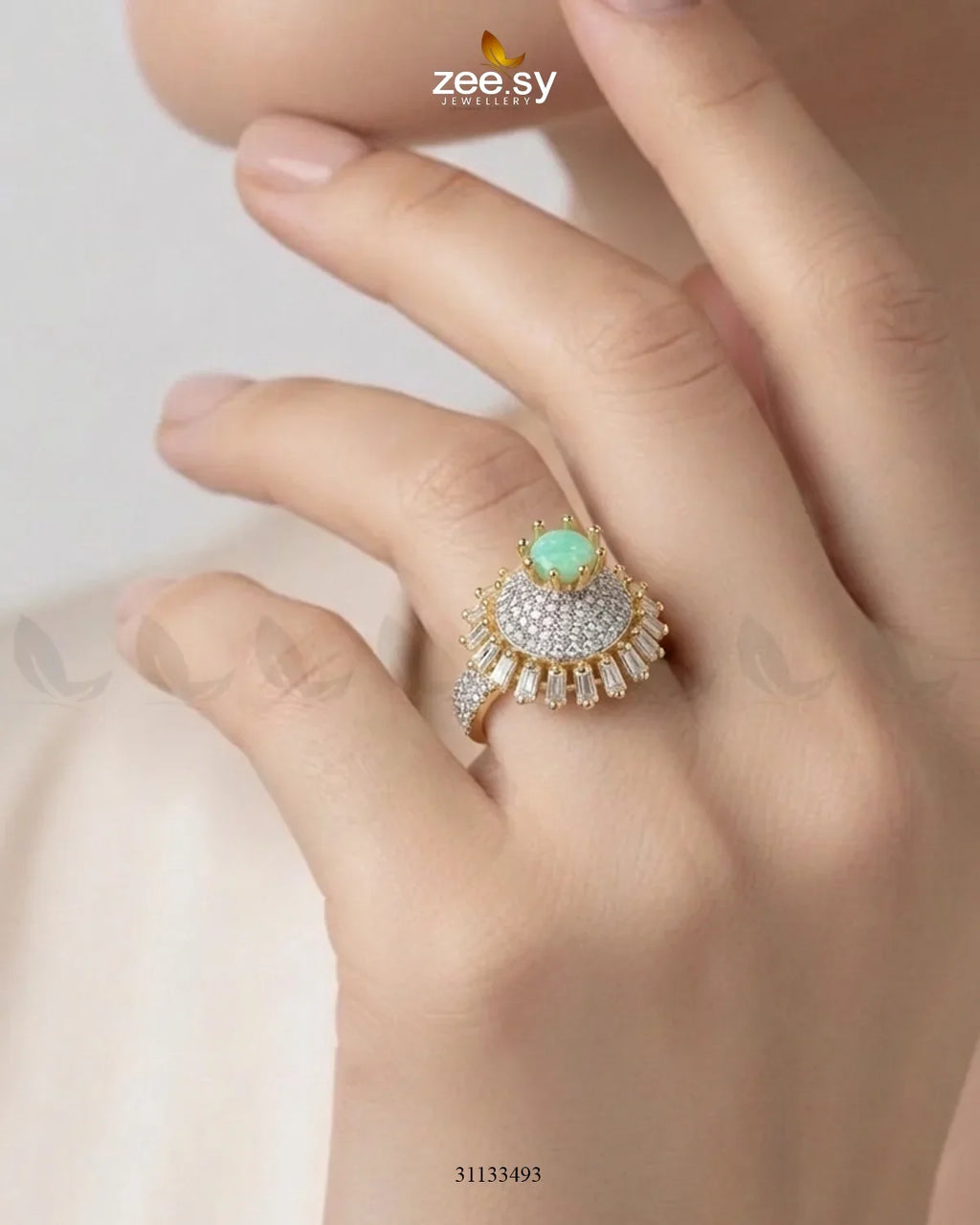 Golden Sterling Cluster Pave Ring