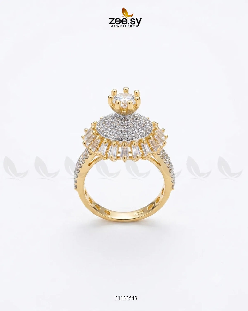 Golden Sterling Cluster Pave Ring