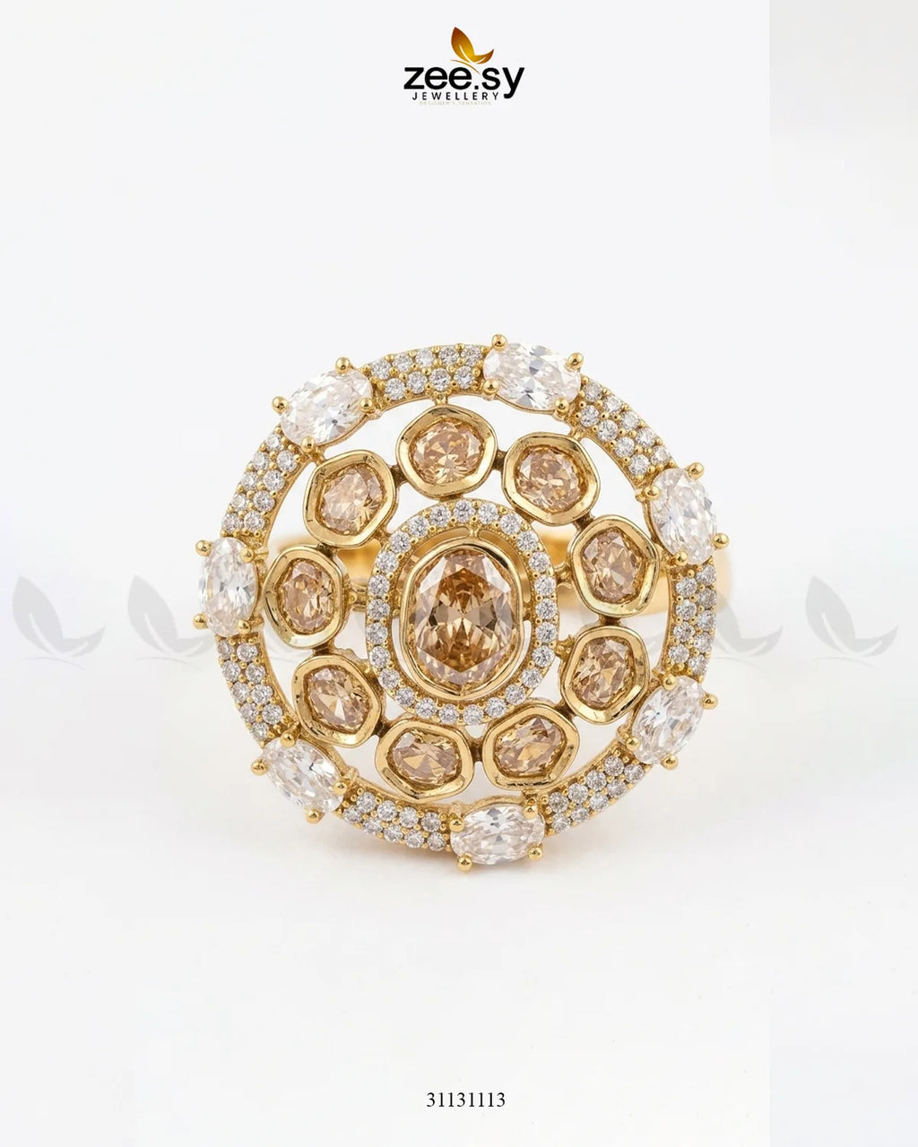 Golden Stunning Circle Crystal Ring