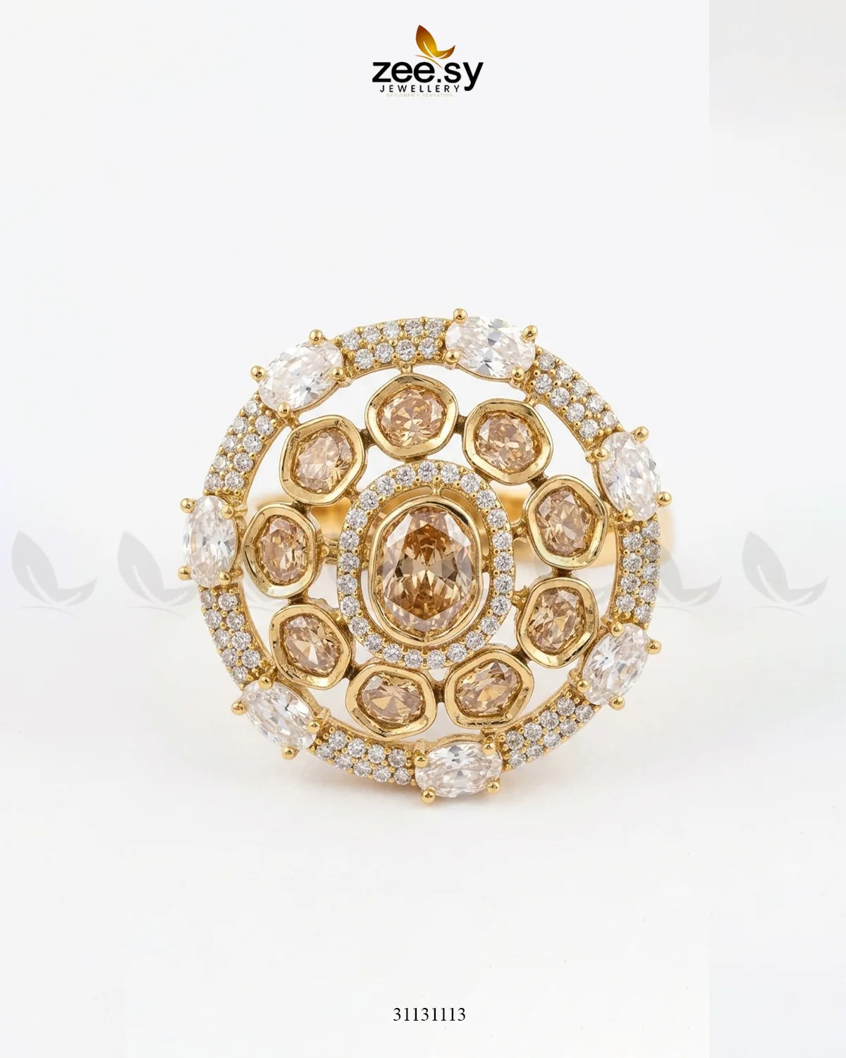 Golden Stunning Circle Crystal Ring