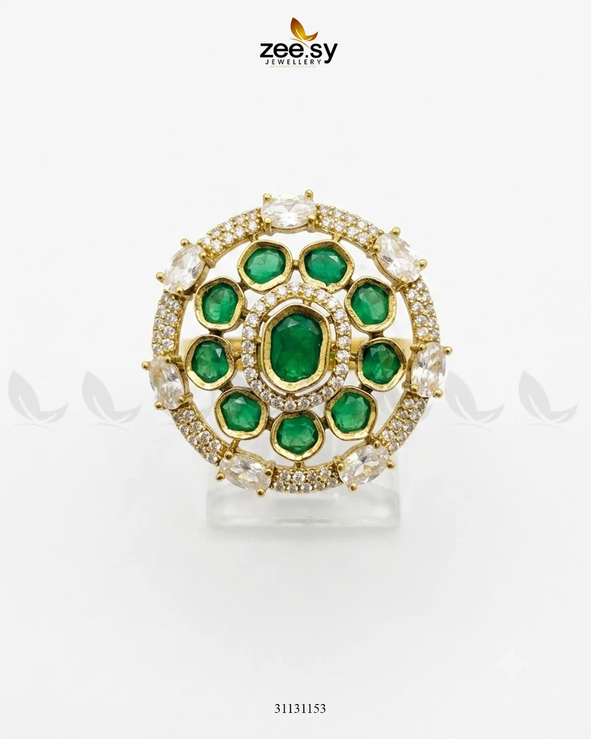 Golden Stunning Circle Crystal Ring