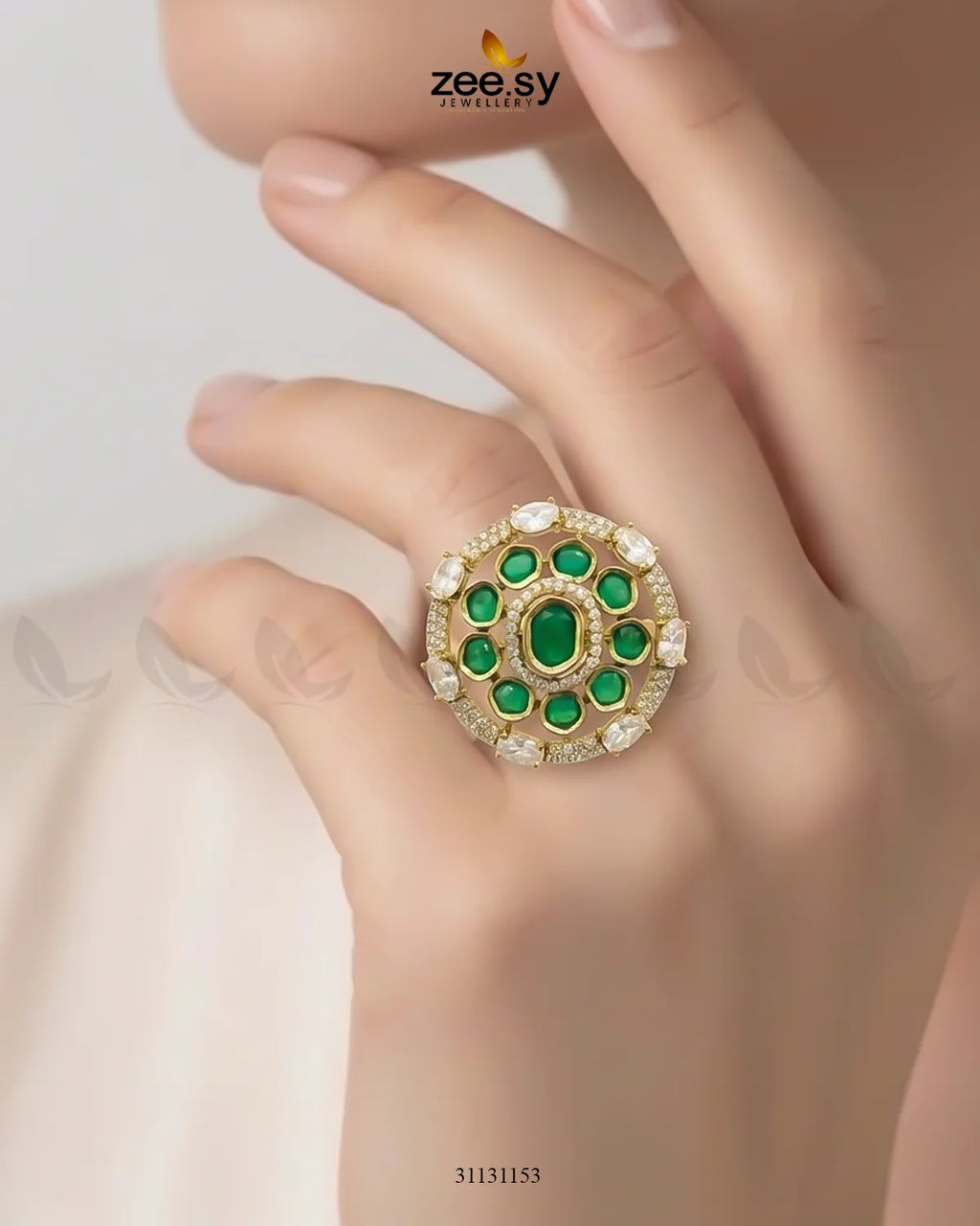 Golden Stunning Circle Crystal Ring