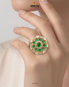 Golden Stunning Circle Crystal Ring