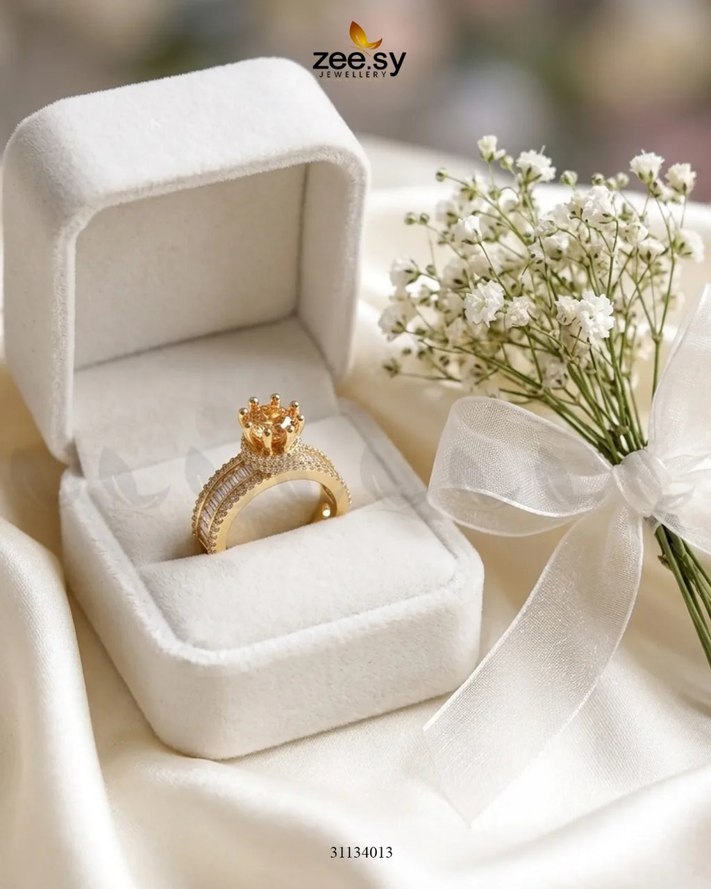 Golden Victorian Cluster Pave Ring