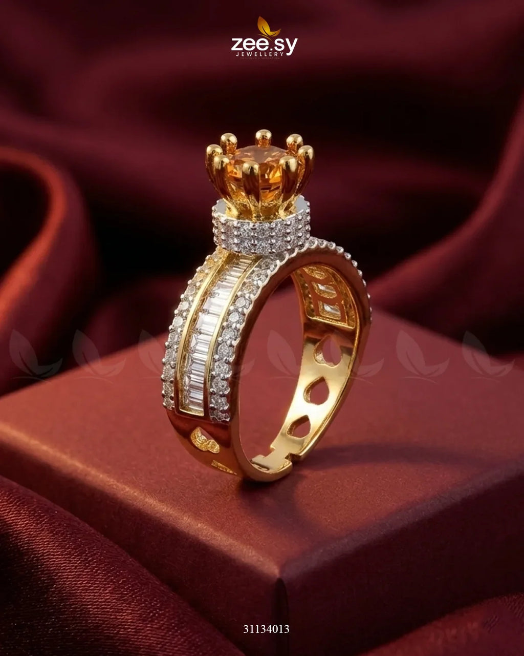 Golden Victorian Cluster Pave Ring