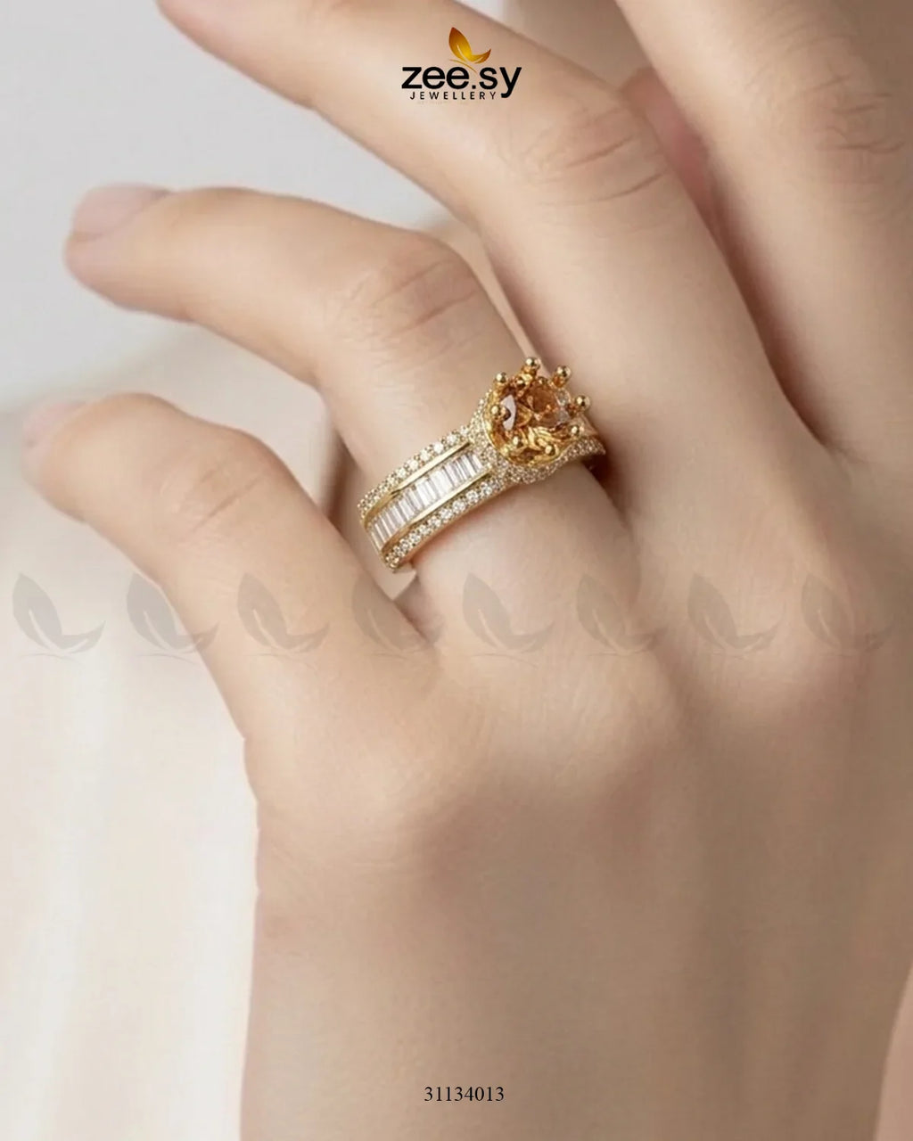 Golden Victorian Cluster Pave Ring