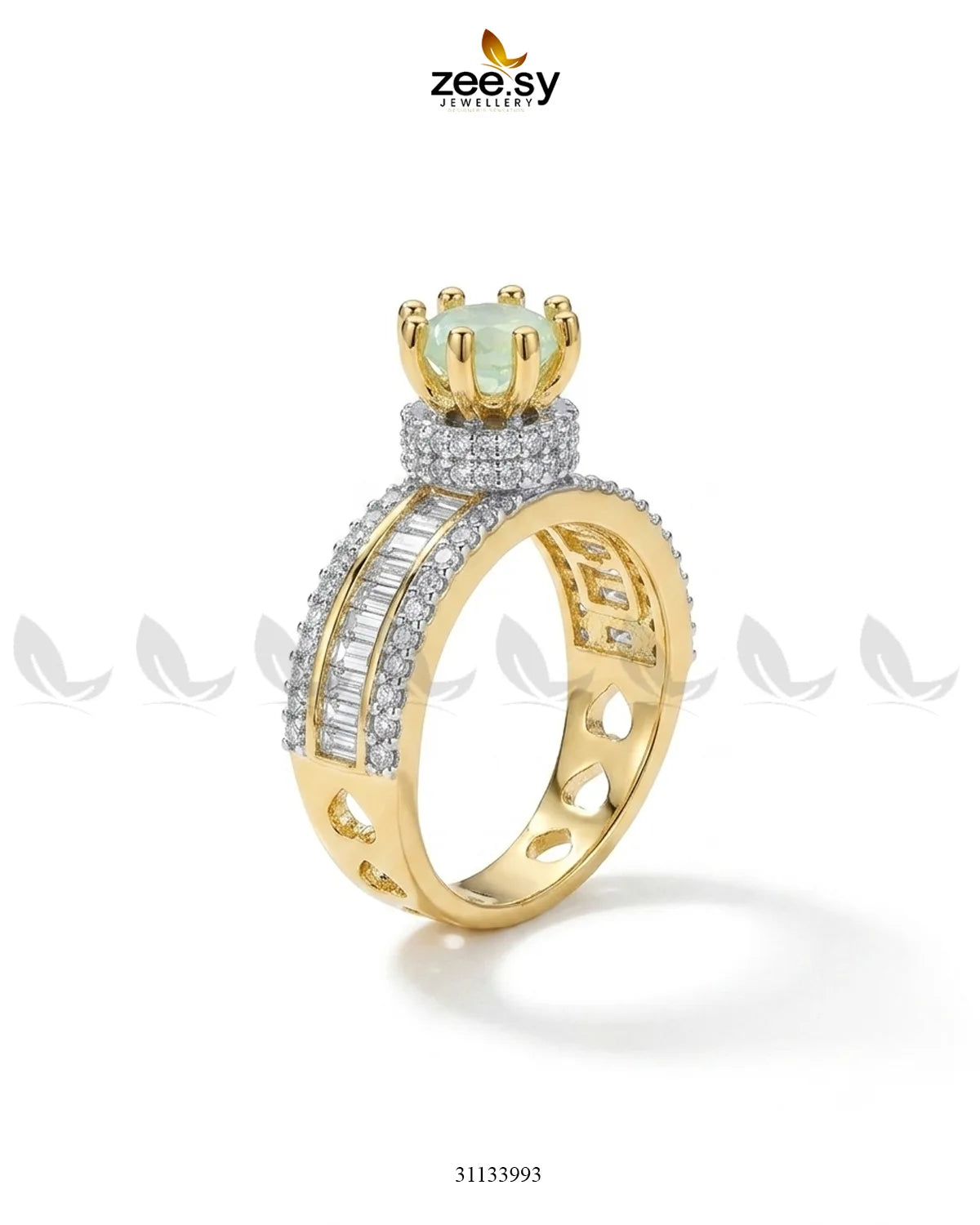 Golden Victorian Cluster Pave Ring