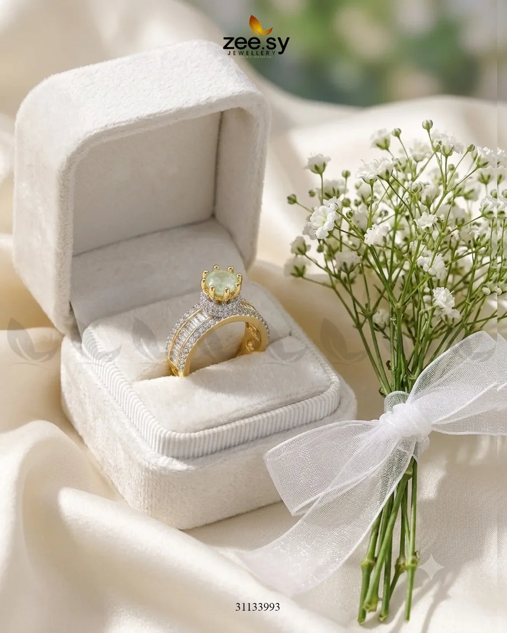 Golden Victorian Cluster Pave Ring