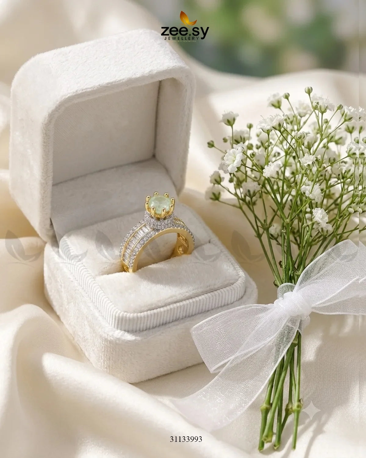 Golden Victorian Cluster Pave Ring